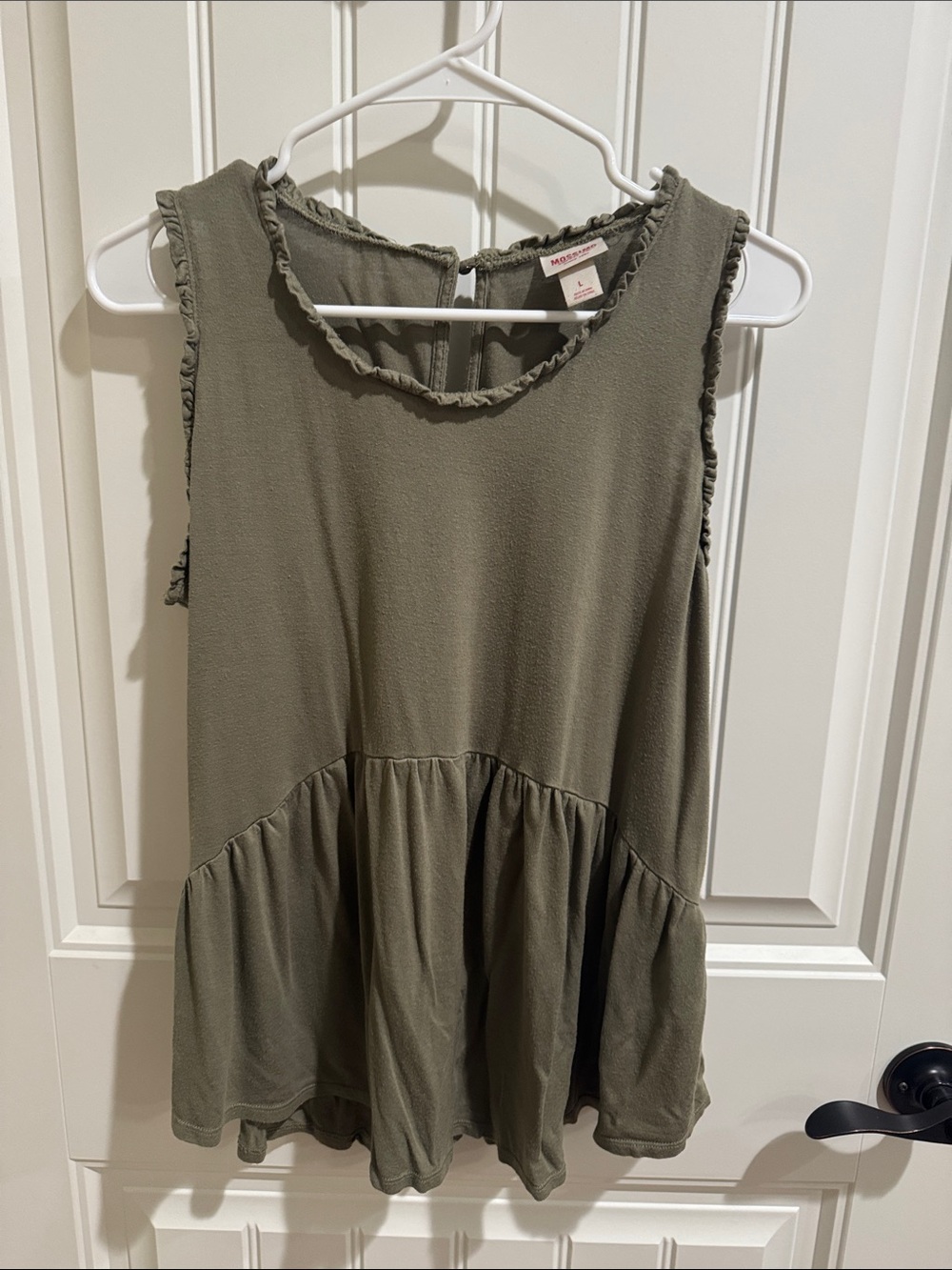 Womens Mossimo Supply Co. Olive Ruffle Trim Sleeveless Peplum Top